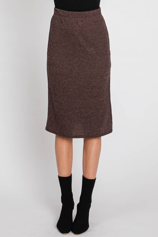 JADE BY JANE – wholesale Skirt – Women’s – RIBBED SIDE SLIT MIDI SKIRT - KRS501213