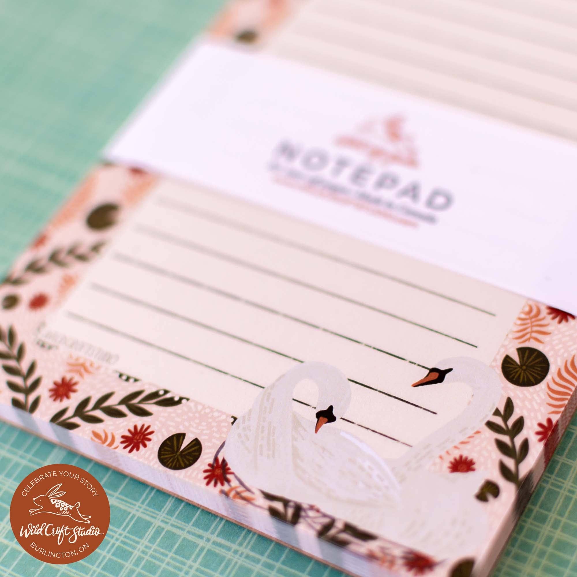 Wild Croft Studio - Wholesale Notepad - Sweet Swans Notepad2