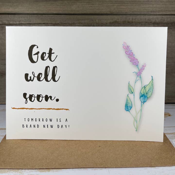 lilliansmade.com - Wholesale Get Well Card - Get Well Soon Watercolor Card, Watercolor flowers