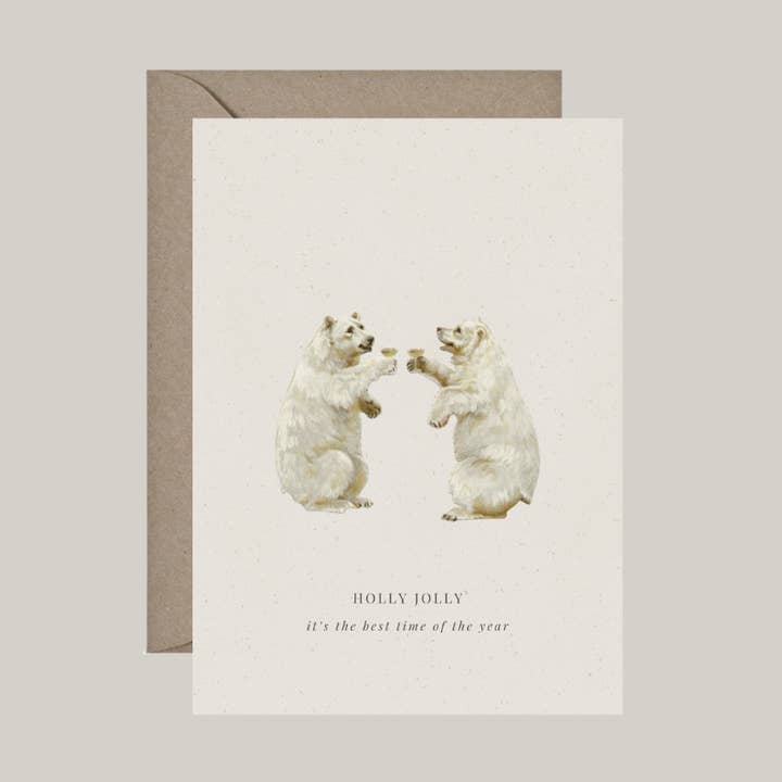 Foldet kort med kuvert | holly jolly for engroshandel hos De Papierboetiek