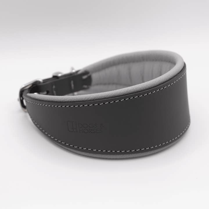 Padded Leather Hound Collar Charcoal and Grey for wholesale by Dogs and Horses