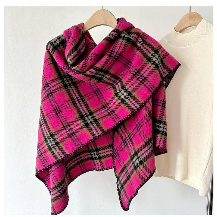 JC Sunny Fashion - Vente Écharpe – femme - Écharpe à carreaux triangulaire JC02350615