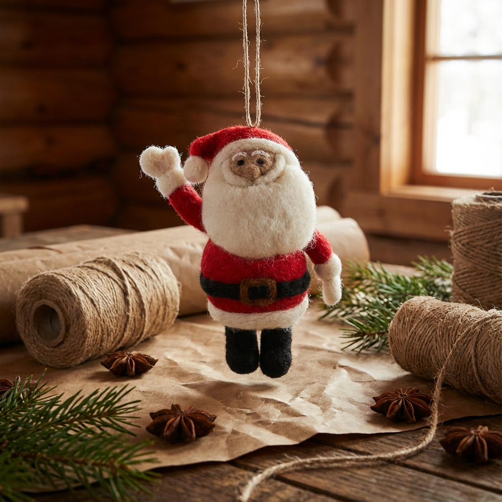 Felt So Good – wholesale Ornament – Handmade Felt Round Santa Christmas Tree Hanging Decoration4