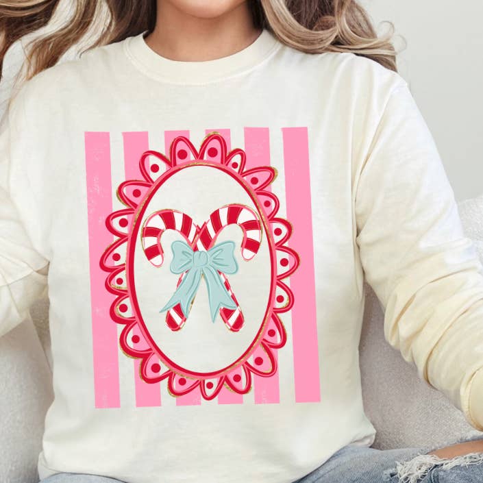 4Twenty4 Printed Apparel - Wholesale Graphic Sweatshirt - Women's - Candy Cane Cameo 🎀1
