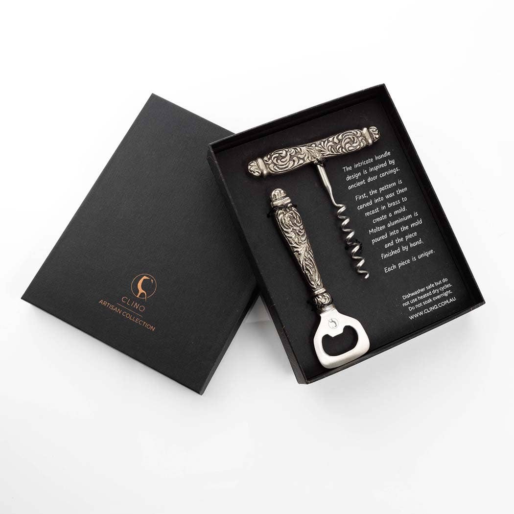 CLINQ - Wholesale Bottle/Wine Opener - Carved Handle Corkscrew Set0