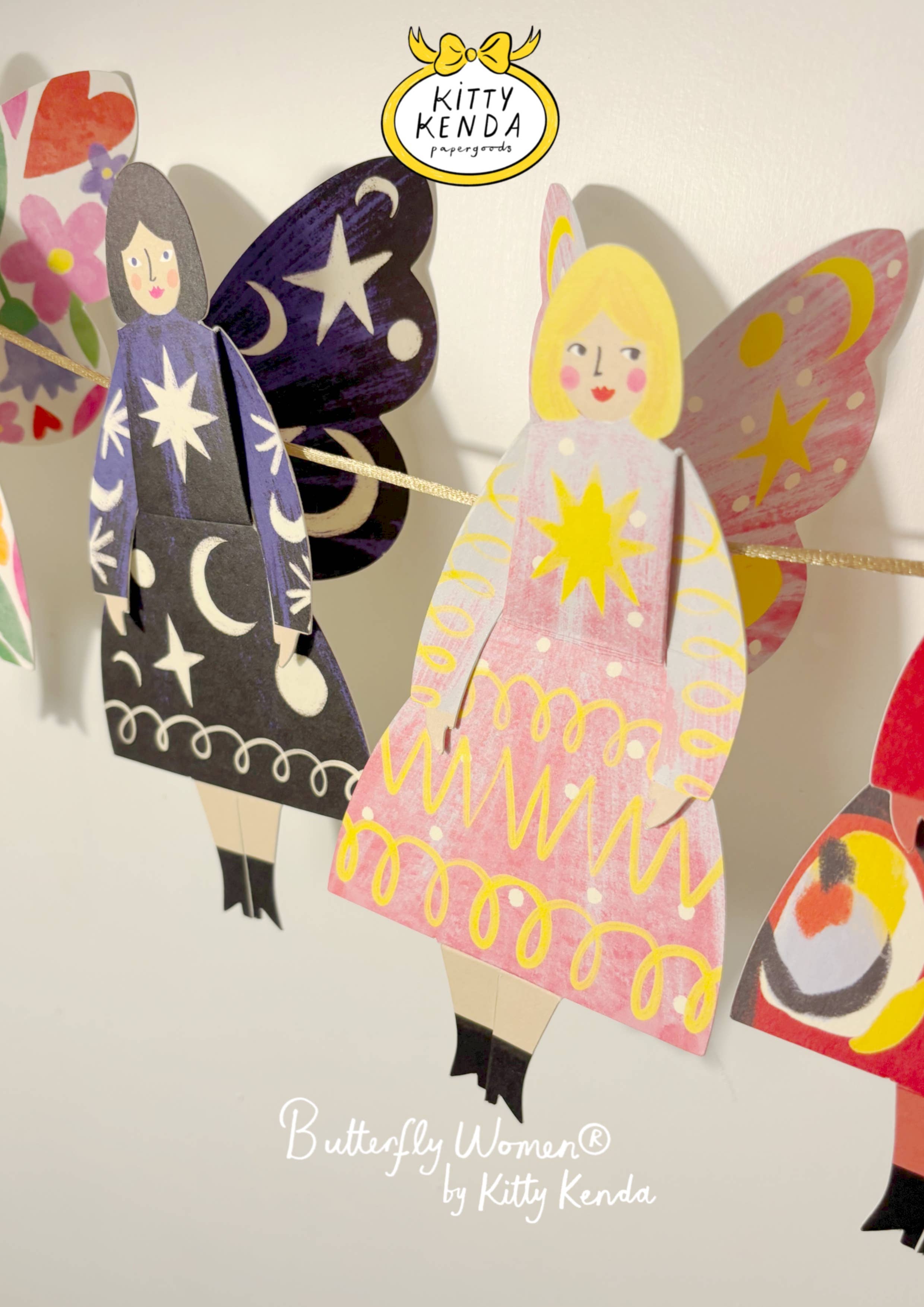 Kitty Kenda Papergoods - Wholesale Everyday Greeting Card - Butterfly Woman Sitting Greeting Card - Stardust1