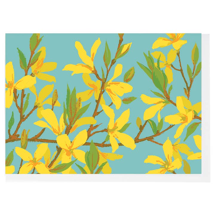 Smudge Ink - Wholesale Everyday Greeting Card - Forsythia Blossoms Note Card