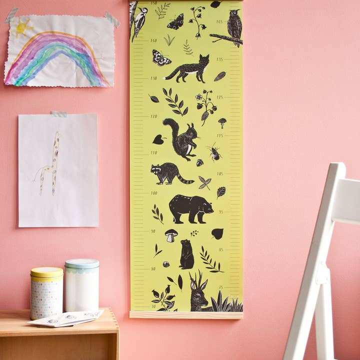 Height chart animals, forest animals poster for the children's room for wholesale by Katja Rub