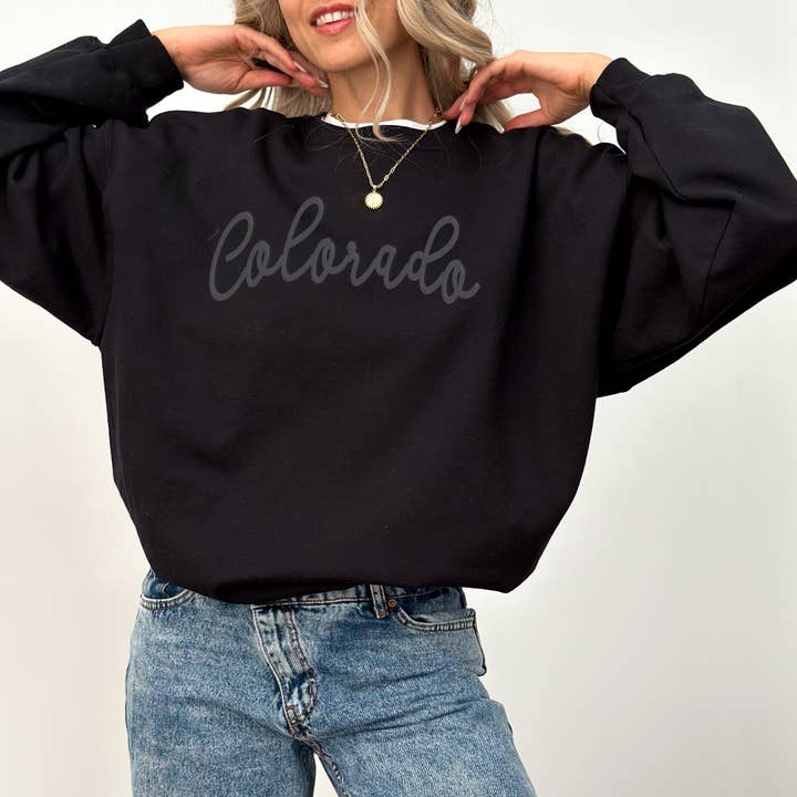 Black Custom Puff Sweatshirt - Puff Print Sweatshirts for wholesale on Faire