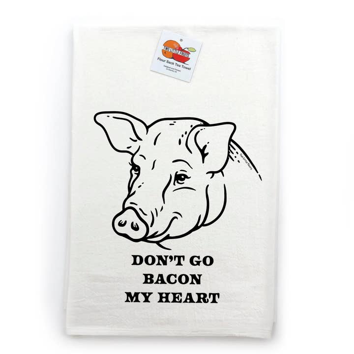 Two Little Fruits - Wholesale Tea Towel - Funny Pig Tea Towel – Don’t Go Bacon My Heart Gift1