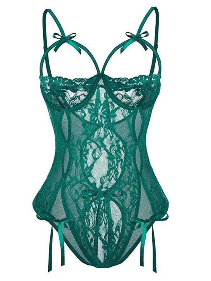 Tourtiwi - Wholesale Lingerie Bodysuit - Women's - Lace strap sexy lingerie breast-revealing bodysuit