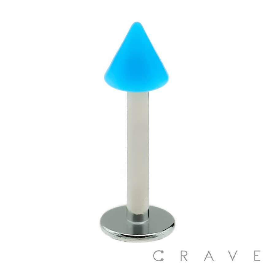 CRAVE - Wholesale Lip Ring - 316L SS LABRET/MONROE WITH SOLID COLOR ACRYLIC SPIKE7