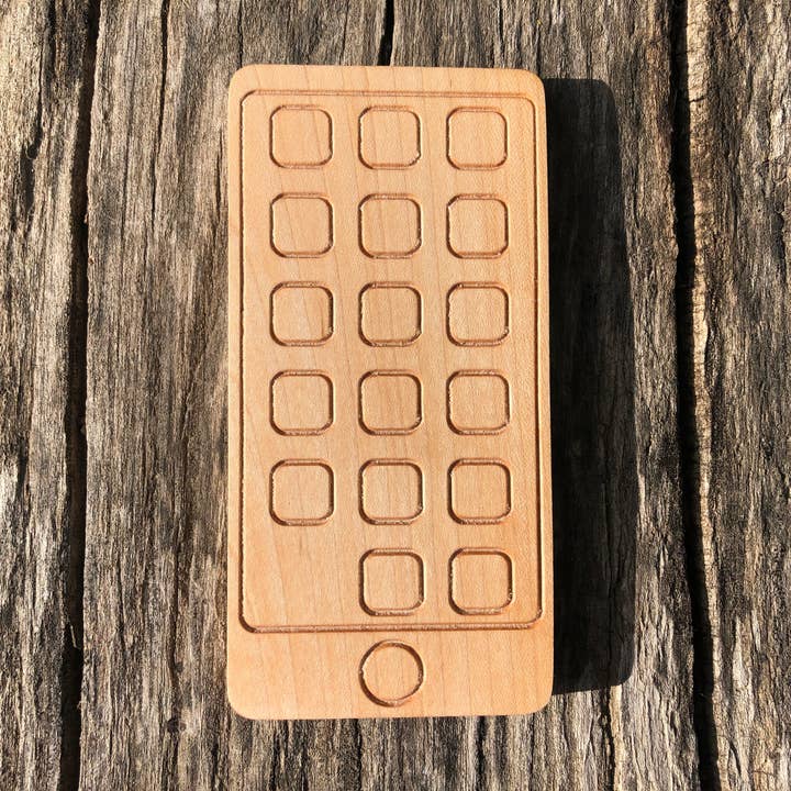 Minimalist Wooden Toy Cellphone for wholesale by Timber and Ore Goods