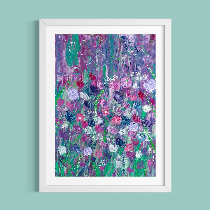 Abstract Tulips, Floral Wall Art Print for wholesale by Emma LC Art