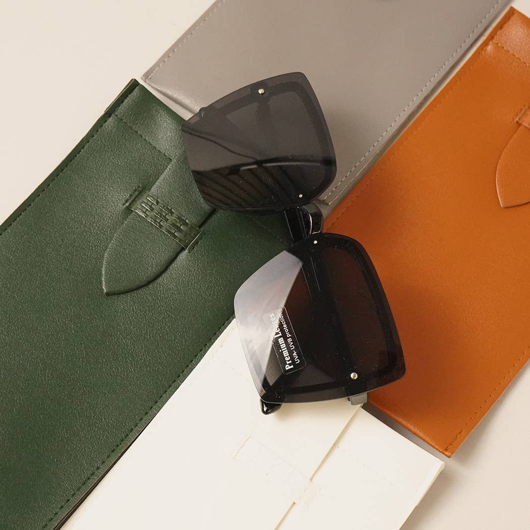  ASSORTED COLOR Fashion Faux Leather Sunglasses Pouch for wholesale on Faire4