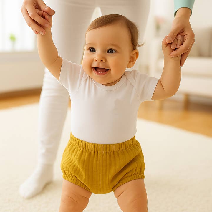 PAPATE - Wholesale Underwear/Diaper Cover - Baby - Organic Cotton Bloomers in Honey and Green
3