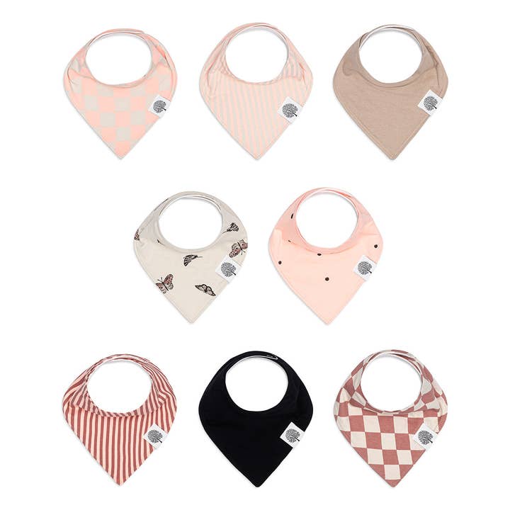 Butterfly Bandana Bib Set (8 pack) for wholesale by Parker Baby Co.