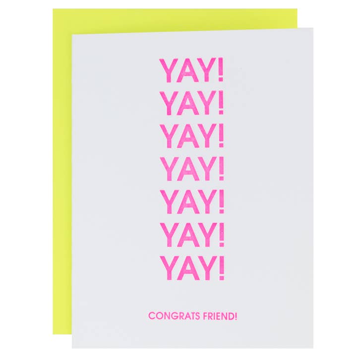 Chez Gagné - Wholesale Congratulations Card - Yay! Yay! Yay! Congrats Friend - Congrats | Celebration Card