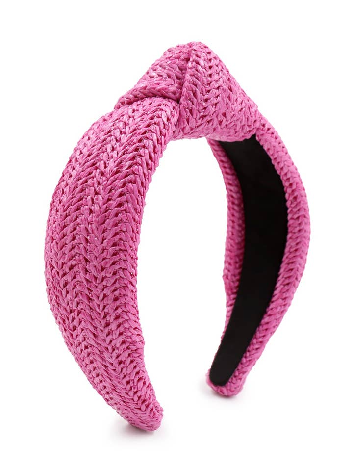 Pink Rattan Headband - Top Knot hand sewn for wholesale by Social Grace & Company