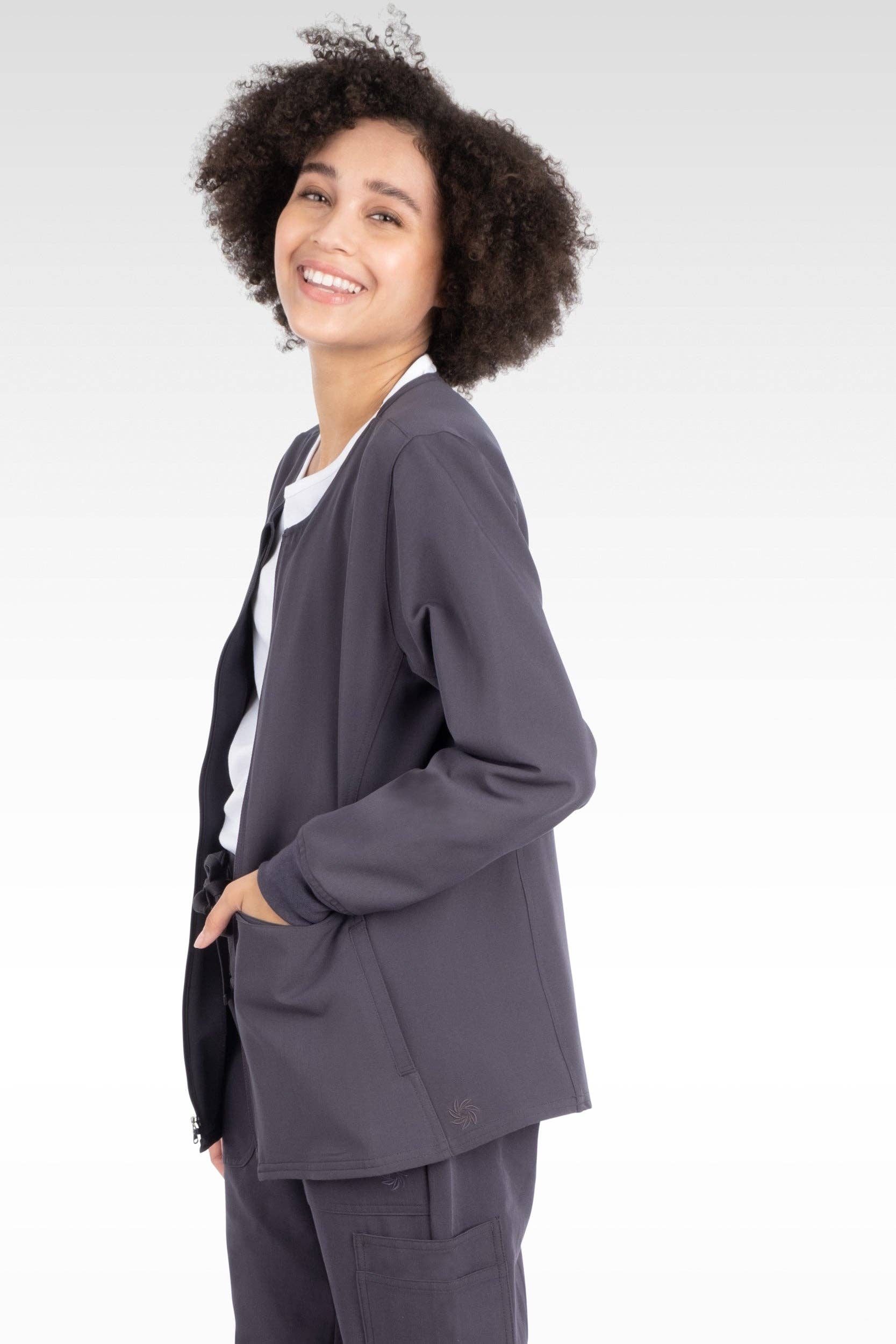 Aura Naturale - Wholesale Healthcare Uniform - Women's - Tana Women Round Neck Zipped Scrubs Jacket 4 Pockets (17050)7