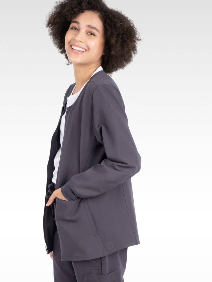 Aura Naturale - Wholesale Healthcare Uniform - Women's - Tana Women Round Neck Zipped Scrubs Jacket 4 Pockets (17050)7