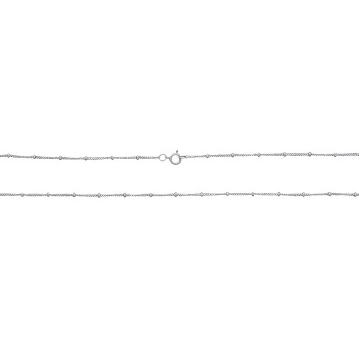 Satellite Chain 1mm with 1.8mm Bead 18" with Spring Ring for wholesale by Kamal