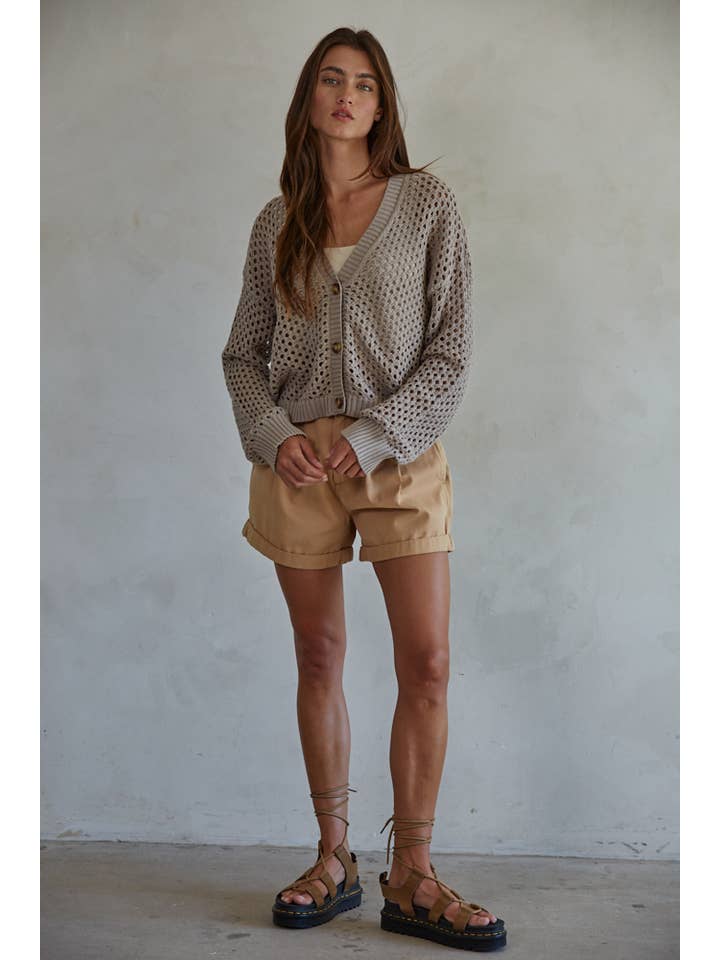 By Together - Wholesale Cardigan - Women's - W1897 | Knit Sweater Cotton See Through V-Neck Cardigan