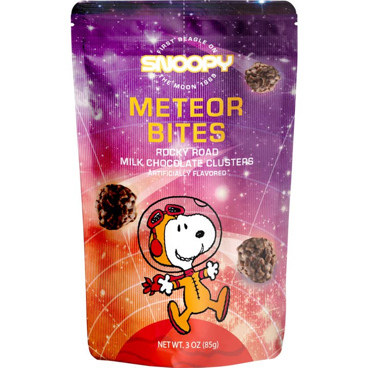 Space Peanuts Meteor Bites Chocolate Rocky Road Cluster bag for wholesale by Astor Chocolate Corp.