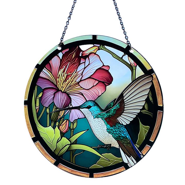 Teal Hummingbird Acrylic Suncatcher w/Chain #SC107 by d'ears for wholesale by d'ears inc.