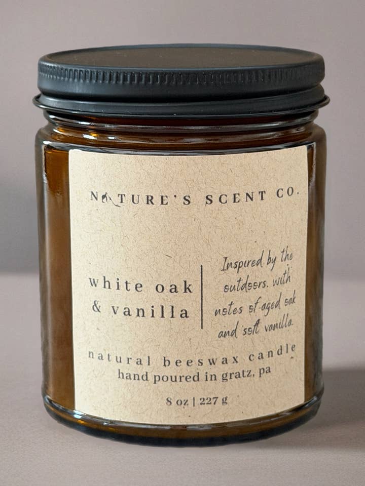 Chêne Blanc & Vanille | Bougie en Cire d'Abeille Inspirée par la Nature pour la vente par Nature’s Scent Co