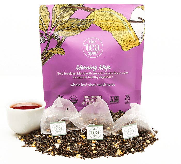 The Tea Spot - Wholesale Tea Bags - Morning Mojo, Organic Pu'erh Tea - 15 sachets each