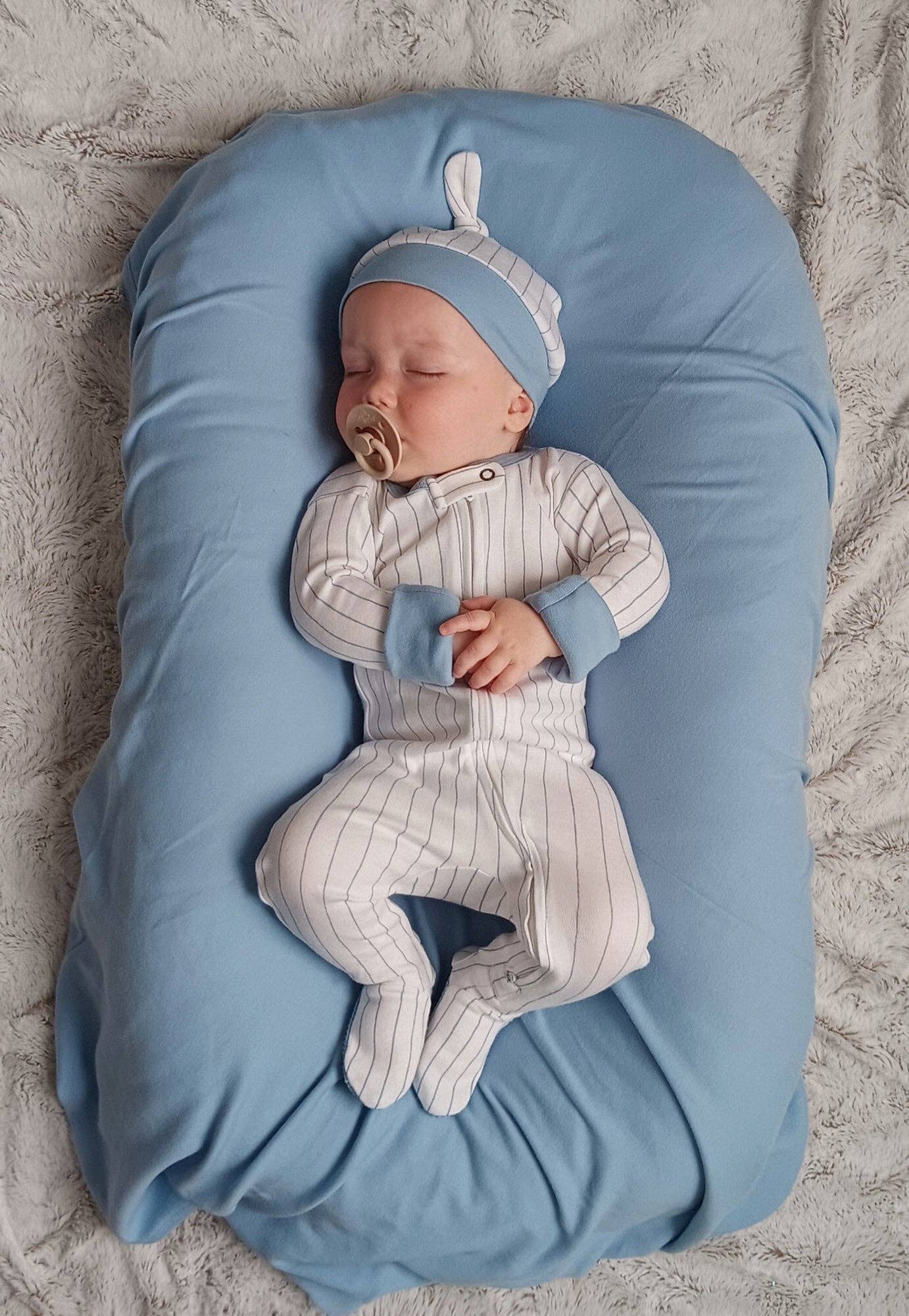 L'ovedbaby - Vendita all'ingrosso Tutina - Neonati - Pool Pinstripe | Tutina con Piedini e Cerniera Organica a Coste1