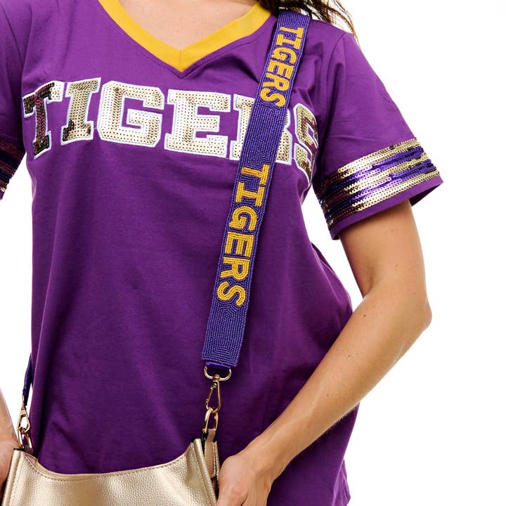 Tracolla a forma di tigri viola e oro con perline per la vendita all'ingrosso da parte di SongLily