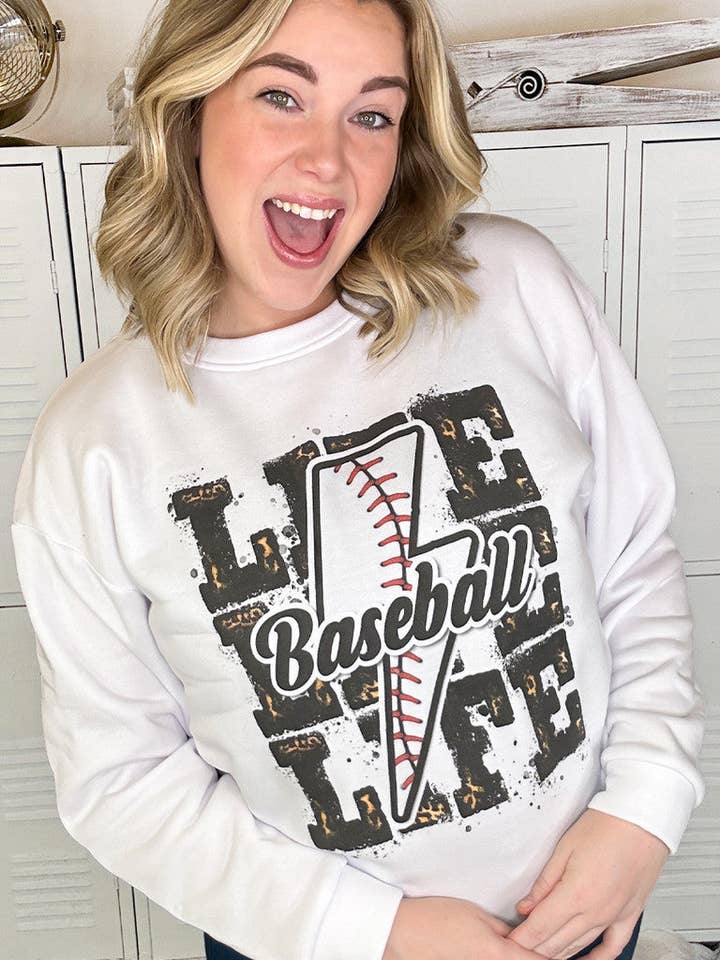 Baseball Life Lightning Bolt Sweatshirt for wholesale by Sugar Stitch