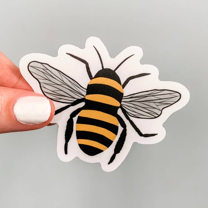 Matte Bee vinyl sticker for wholesale by Lemon Press Studio