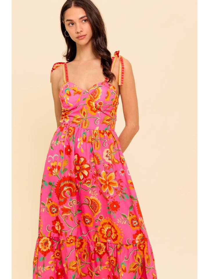 PINK MULTI A printed woven midi dress - ID21937 for wholesale on Faire