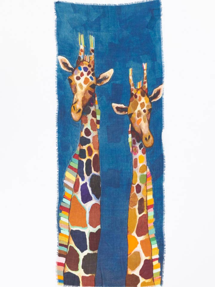 Wollschal - Otra Cosa - Giraf auf Blau - 4770 für den Großhandel von OTRACOSA