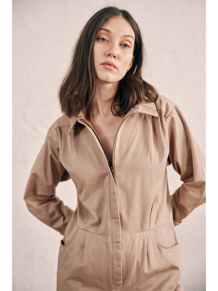 Cossac – Engroshandel Jumpsuit - Dame – Taupe Denim Kedeldragt