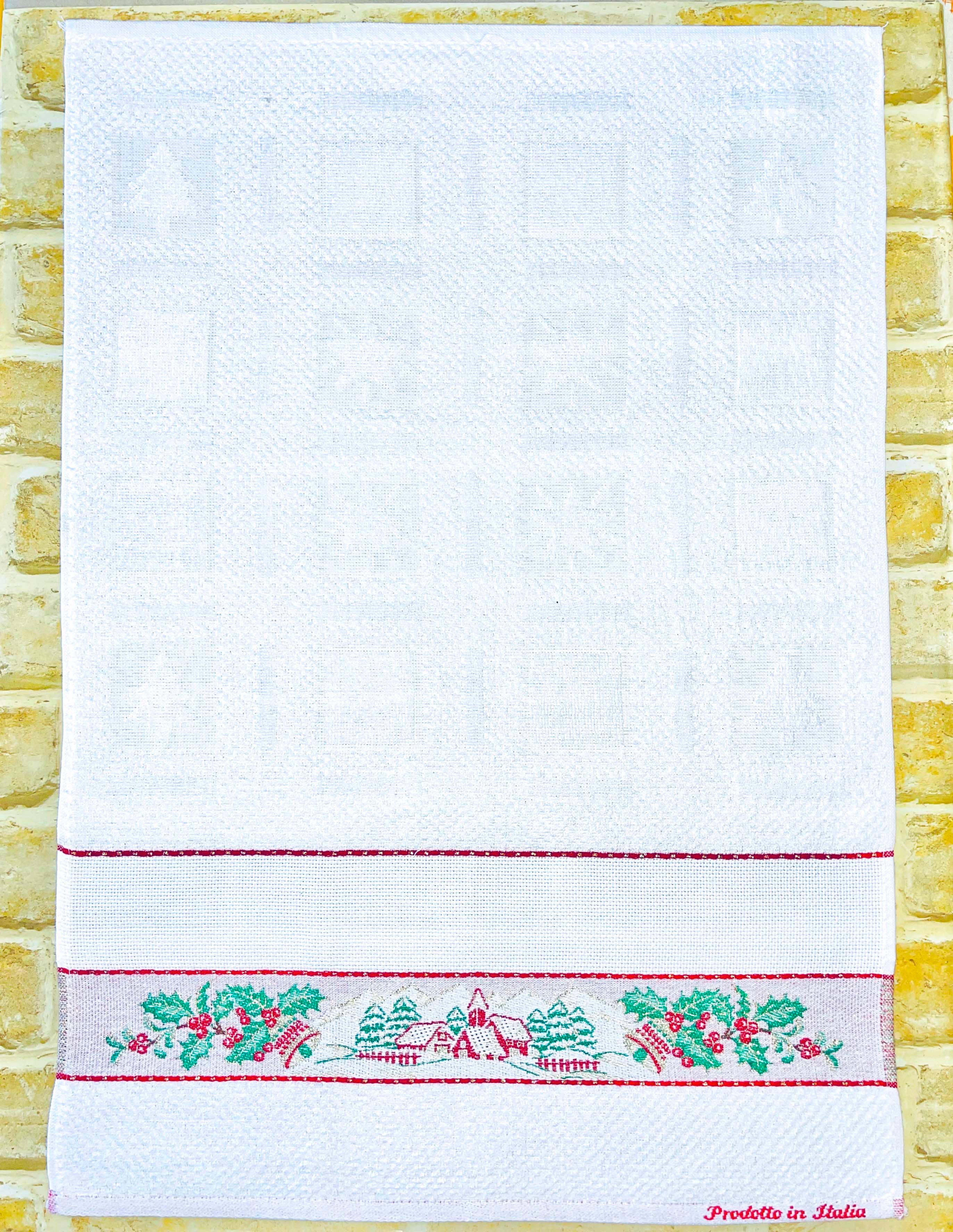 Almatex srl – Großhandel Tischläufer – Weihnachtliches Geschirrtuch WEIHNACHTSLANDSCHAFT zum Besticken1