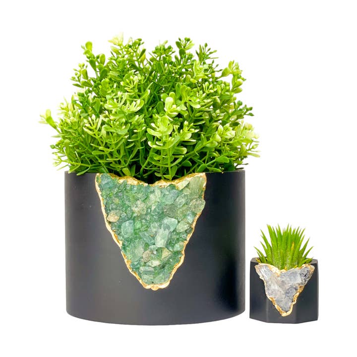 Planters Made in the USA - Vente Pot - Jardinière Geode de 6 po, grand pot en cristal, vase cylindrique fait main5