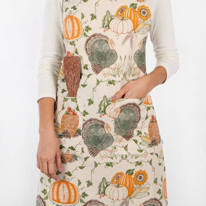 Now Designs by Danica - Wholesale Apron - Cornucopia Thanksgiving Spruce Apron