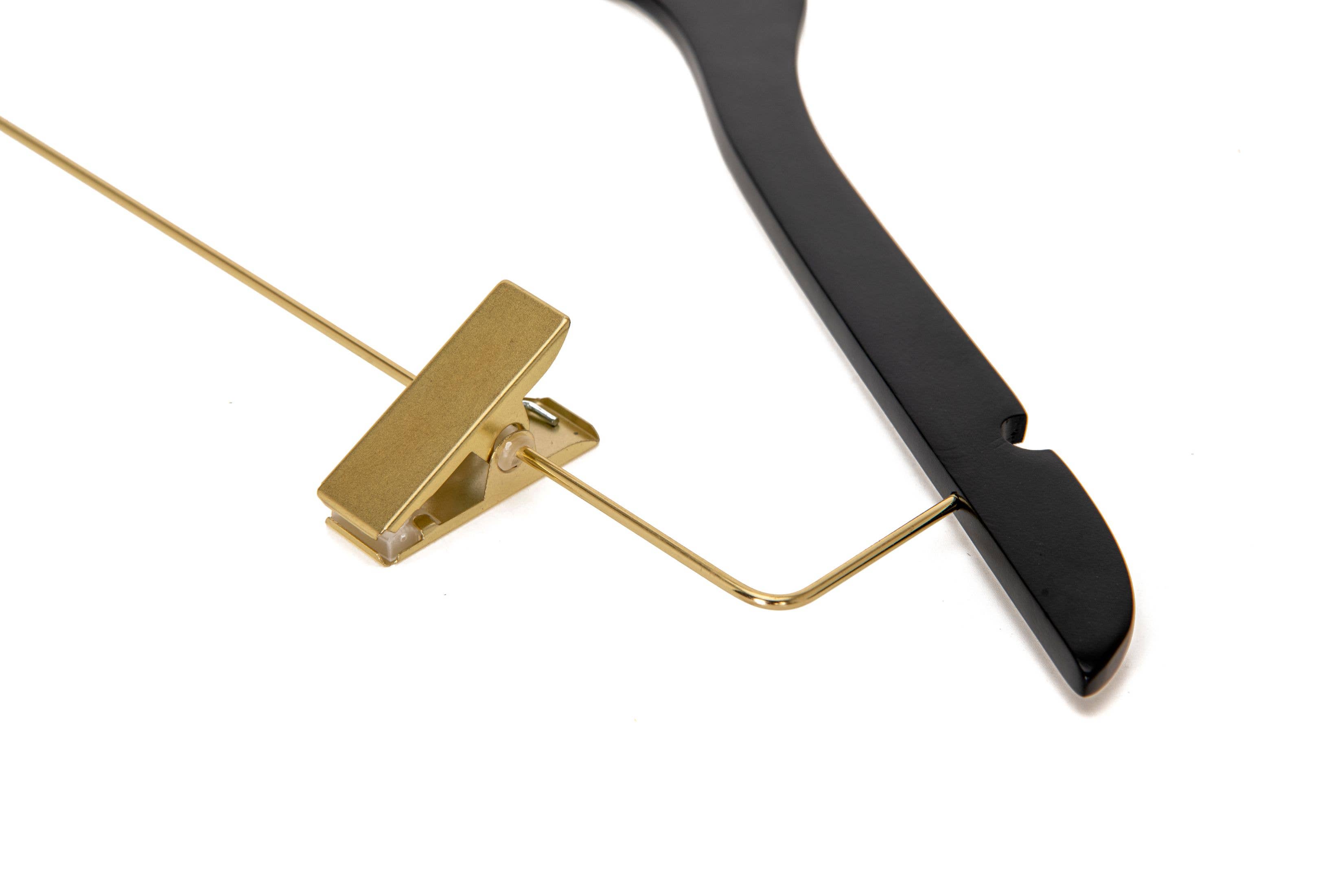 Quality Hangers – Cabides por atacado – WS73 Cabides Ultra Finos para Saias e Calças com Clipes Preto/dourado - 5 Unidades20