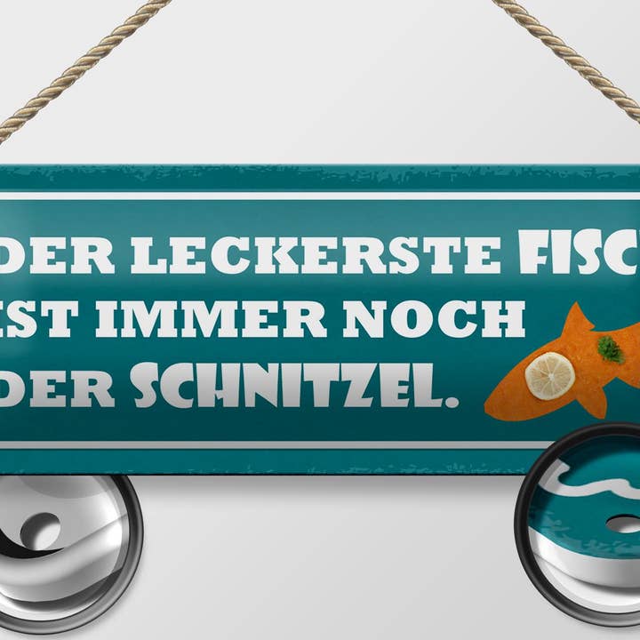 Femer – Großhandel Schilder – Blechschild Spruch 27x10cm leckerste Fisch ist Schnitzel
