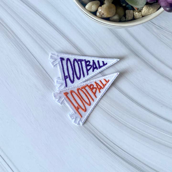 Football game day flag embroidered hat patch for wholesale by R & R Stitched