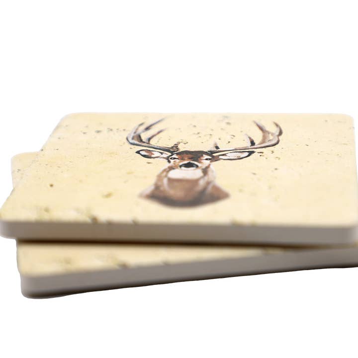 Mads Studio & Co. - Wholesale Coasters - Whitetail Deer Travertine Coaster2