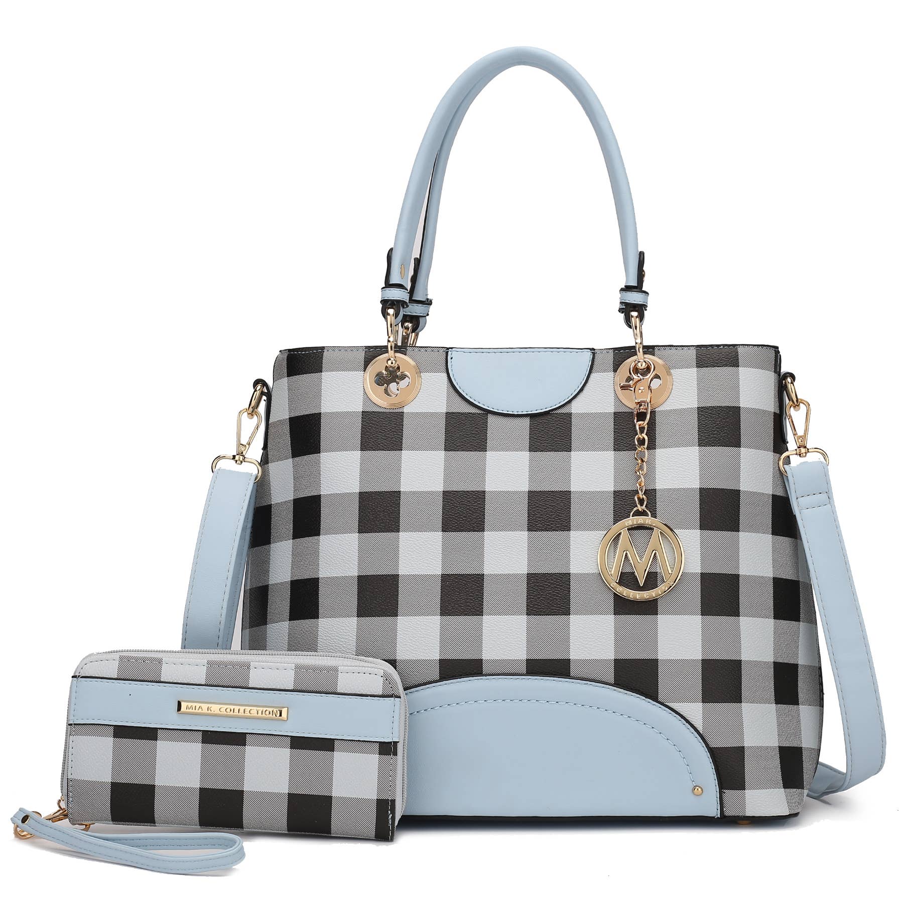 MKF Collection - Wholesale Top Handle Bag - Women's - Gabriella Checker vegan leather Handbag With Wallet by Mia K3