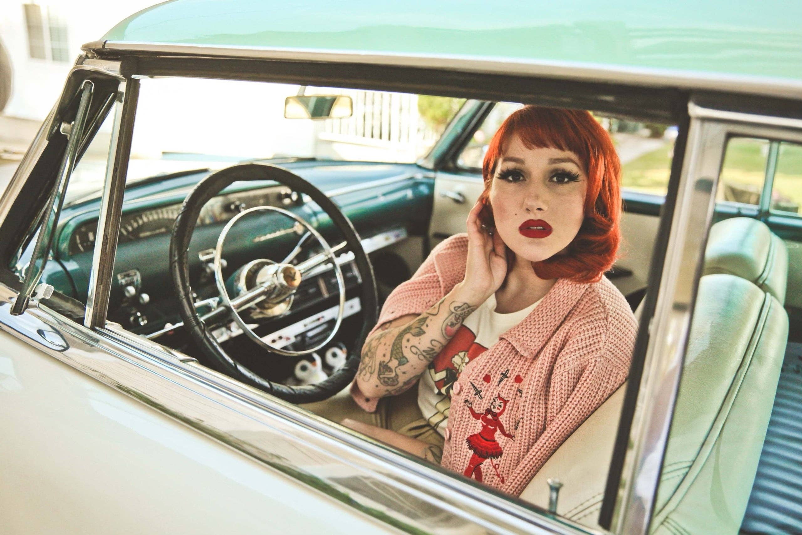 Mischief Made - Wholesale Knit Sweater - Women's - Dagger Devil Cropped Sweater in Peach3