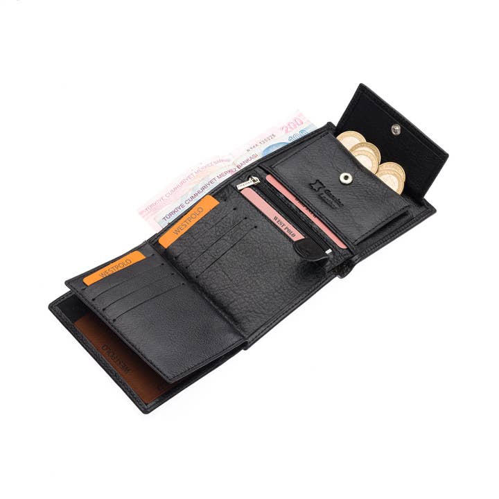 Cartera de piel auténtica Westpolo Costa - Negro para venta al por mayor de WESTPOLO