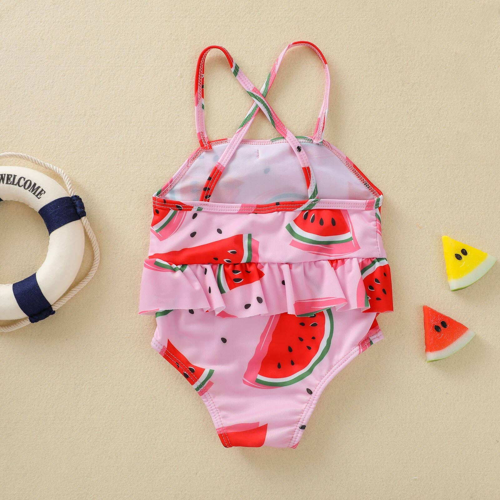 Fennco Styles – wholesale One-piece swimsuit – Kids – Fun Patterned Ruffled One-Piece Baby Swimsuit5