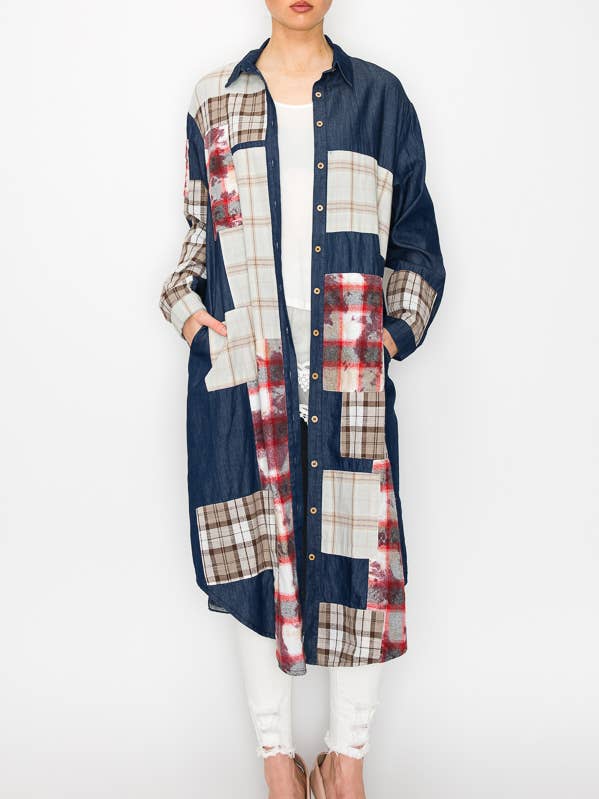 LIGHT WEIGHT DENIM DUSTER JACKET WITH POCKETS AND PATCH-4687 and other Purchase Wholesale patchwork duster. Free Returns & Net 60 Terms on Faire trending on Faire.